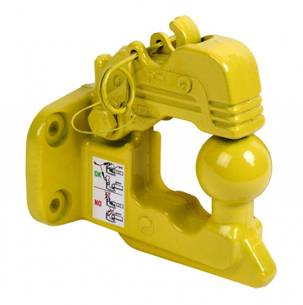 CROCHET MIXTE DE REMORQUAGE JAUNE 4 TROUS, ENTRAXE 85.7X44.5MM