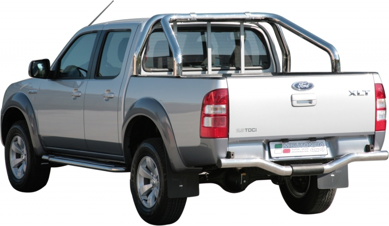 ROLL BAR INOX DOUBLE TUBES &Oslash; 76 MM POUR FORD RANGER DE 2007 A 2011