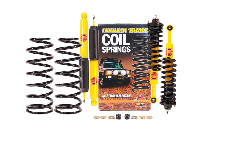 KIT DE SUSPENSION TERRAIN TAMER COMBIN&Eacute; ASSEMBL&Eacute; REHAUSSE +40/50MM POUR TOYOTA KDJ/GRJ120/125 2002-2008 (CONVERSION SUSPENSION PNEUMATIQUE A SUSPENSION RESSORT)