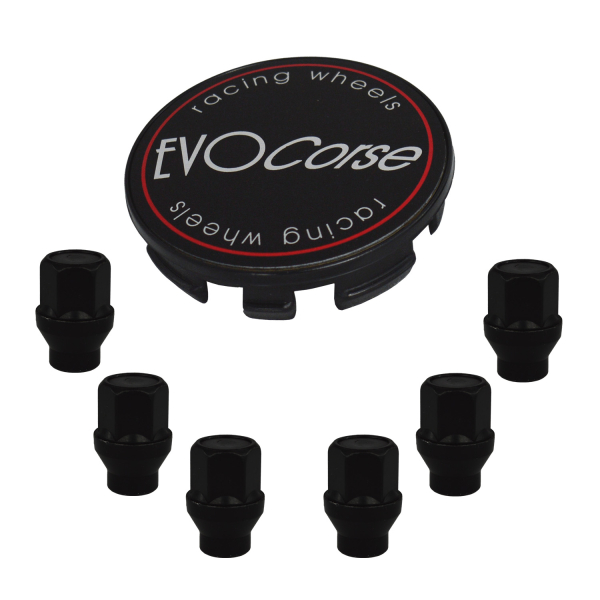 KIT VISSERIE 12X1.25 NOIR ET CACHE MOYEU (POUR UNE JANTE)