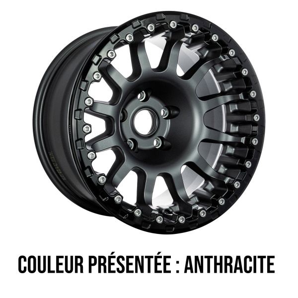 JANTE ALUMINIUM RENFORC&Eacute;E EVO CORSE ATLAS BL SILVER AVEC RING BEADLOCK NOIR 9x17"