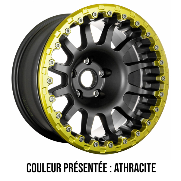 JANTE ALUMINIUM RENFORC&Eacute;E EVO CORSE ATLAS BL SILVER AVEC RING BEADLOCK CUIVR&Eacute; 9x17"