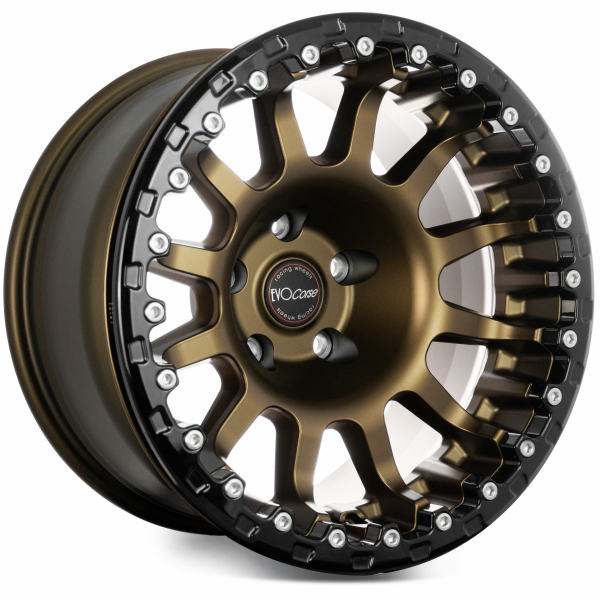 JANTE ALUMINIUM RENFORC&Eacute;E EVO CORSE ATLAS BL BRONZE MAT AVEC RING BEADLOCK NOIR 9x17"