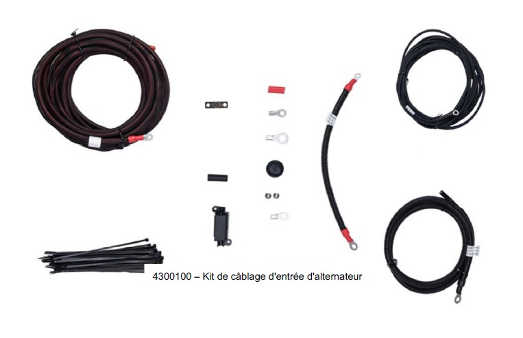 KIT DE CABLAGE D'ENTR&Eacute;E D'ALTERNATEUR POUR BATTERIE SLIMLINE100 - 6AWG 6M FUSIBLE MIDI 60A