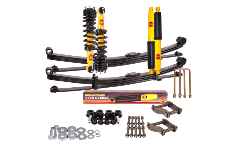 KIT DE SUSPENSION COMBIN&Eacute; ASSEMBL&Eacute; TERRAIN TAMER AVEC LAMES PARABOLIQUES +700-850KG REHAUSSE +40/50MM POUR FORD RANGER PX IV / VOLKSWAGEN AMAROK A PARTIR DE 2023