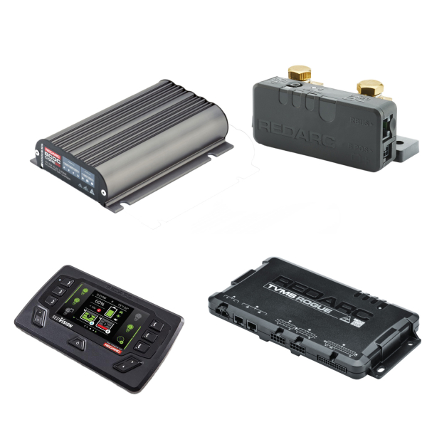 KIT AMENAGEMENT ELECTRIQUE REDARC AVEC MONITEUR DE BATTERIE CHARGEUR 25A ECRAN DE CONTROLE ET MODULE DE CONTROLE 40A