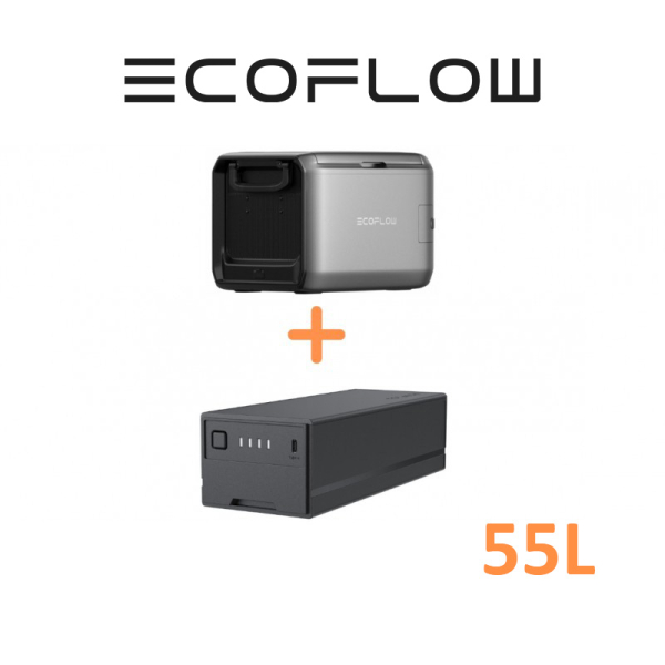 KIT REFRIGERATEUR CONGELATEUR A COMPRESSION 55L DOUBLE COMPARTIMENT ET BATTERIE ECOFLOW