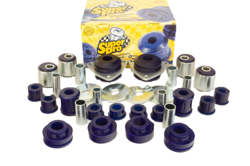 KIT SILENT-BLOCS POLYURETHANE SUPERPRO DE TIRANTS DE PONT, BARRE PANHARD ET TRIANGLE DE PONT ARRIERE POUR DEFENDER 2006-2016