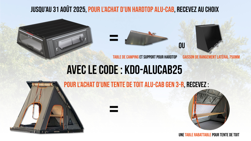 CADEAU OFFERT POUR L'ACHAT D'UN HARDTOP OU D'UNE TENTE GEN 3-R ALU-CAB