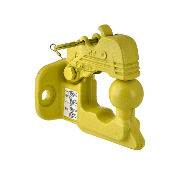 CROCHET MIXTE DE REMORQUAGE JAUNE 2 TROUS, ENTRAXE 90MM